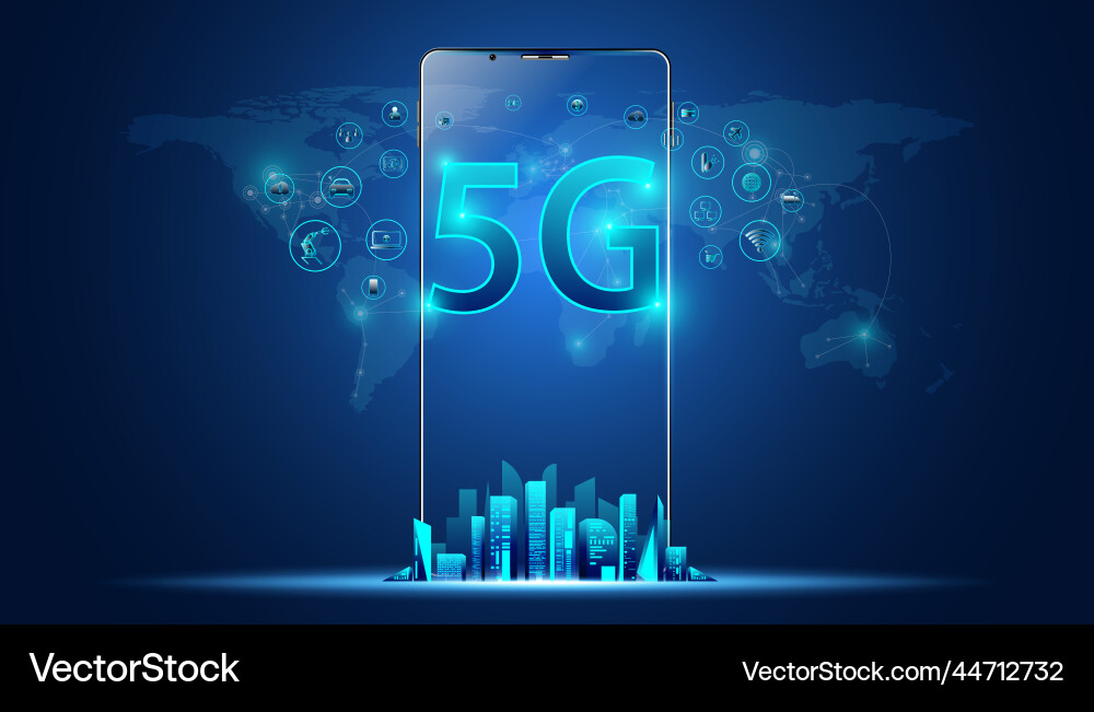 5G Holographisches Netzwerk Vektorbild