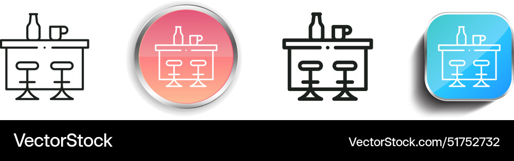 Bar counter icon thin linear regular and button Bar counter icon thin linear regular and button Vector Image