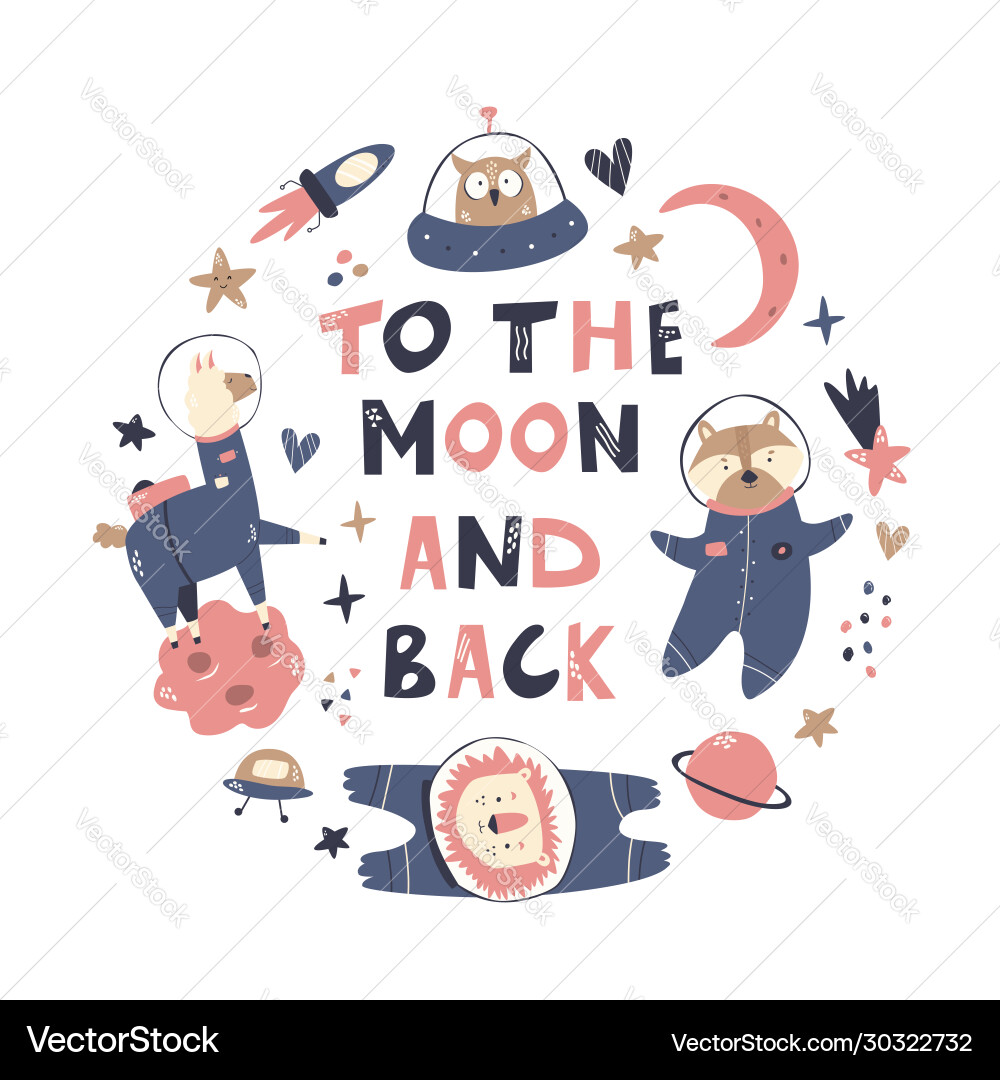 Cute Astronaut Animals Space Theme vector image