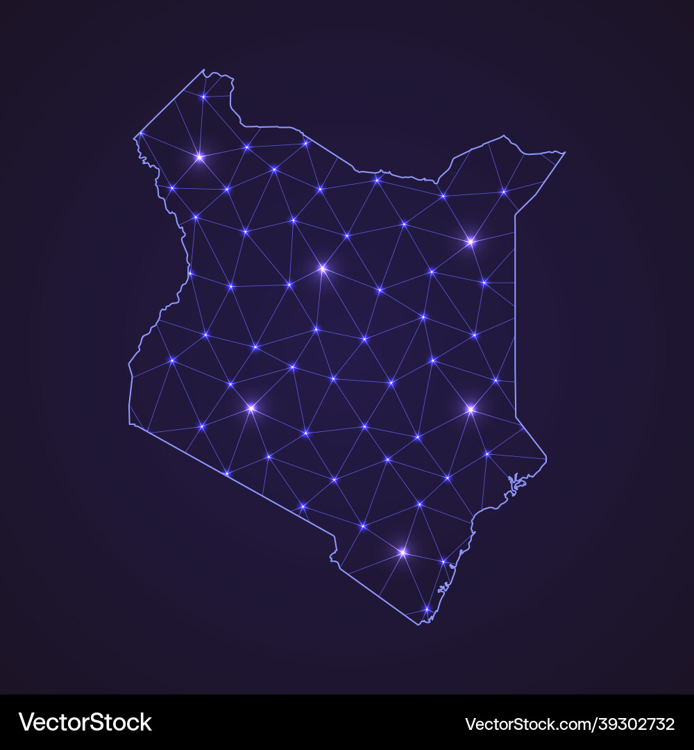 Digital network map of kenya abstract connect Digital network map of kenya abstract connect Vector Image