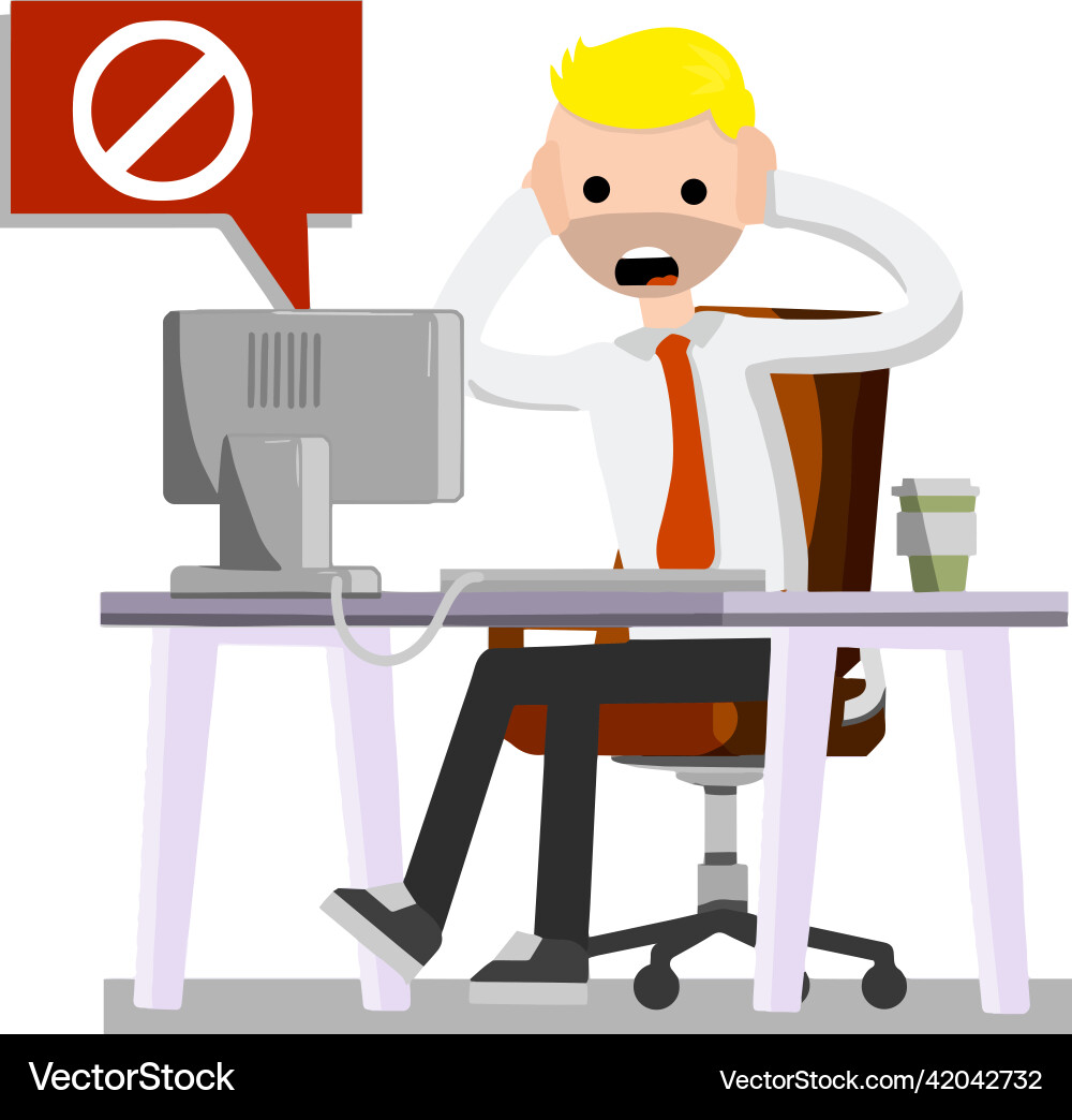 Error message on the office computer Error message on the office computer vector image