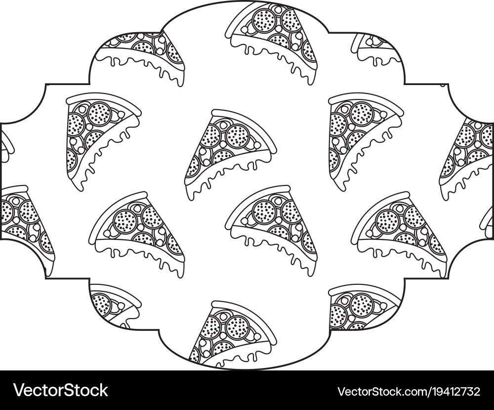 Frame with pizza pattern background Vector Image