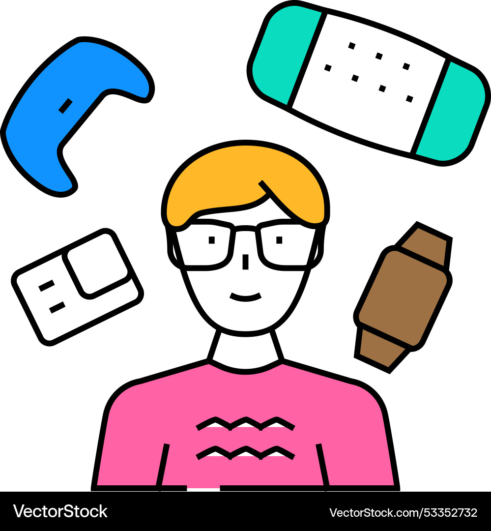 Gadget geek tech enthusiast icon color Vector Image