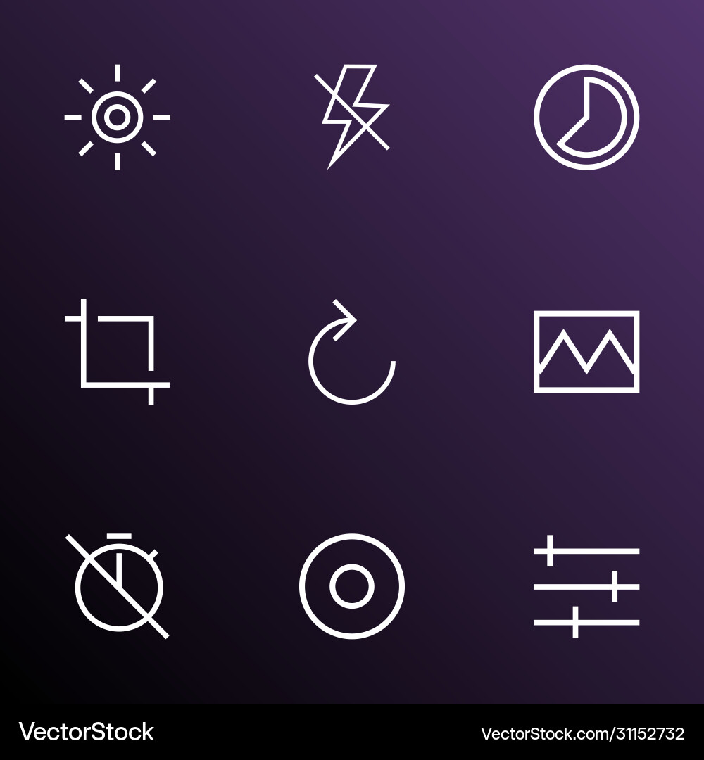 Image icons line style set with photo center Image icons line style set with photo center vector image