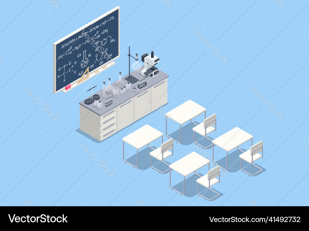 Isometric analysis lab chemical laboratory Vector Image