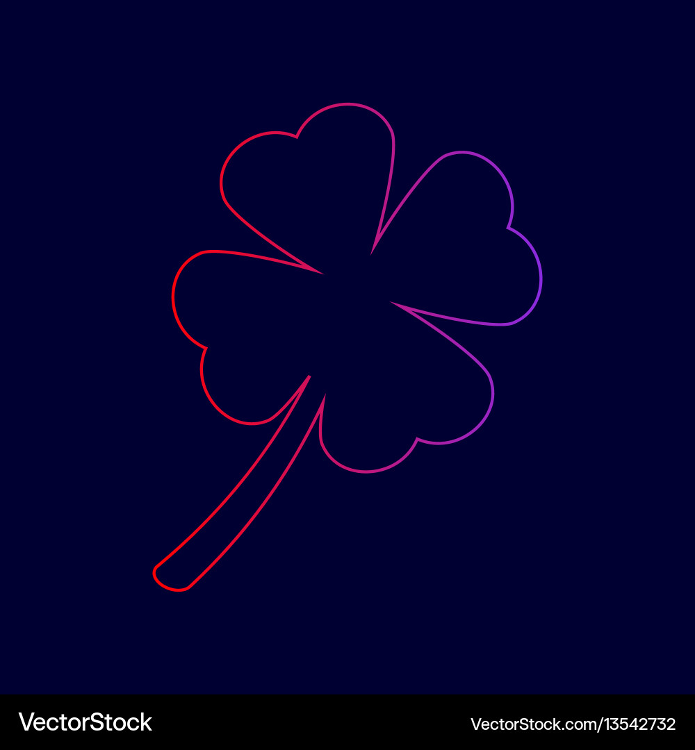 Leaf clover sign line icon with gradient Vector Image