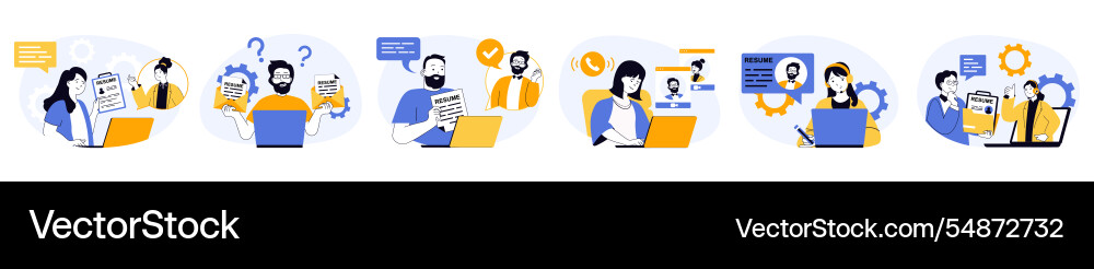 Online job interview concept set in flat web Online job interview concept set in flat web vector image