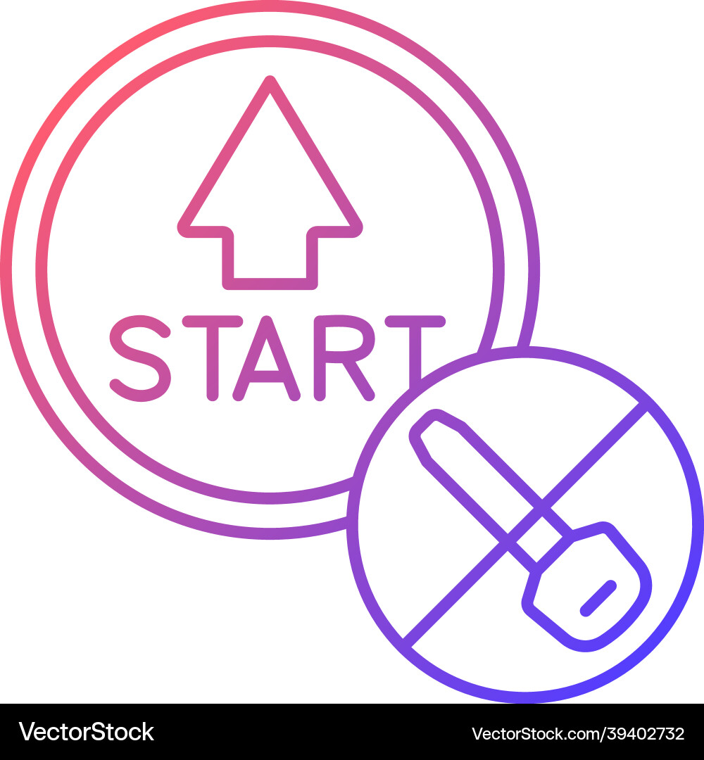 Push button start gradient linear icon Push button start gradient linear icon Vector Image