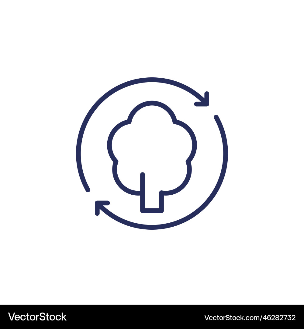 Reforestation line icon with a tree Vector Image