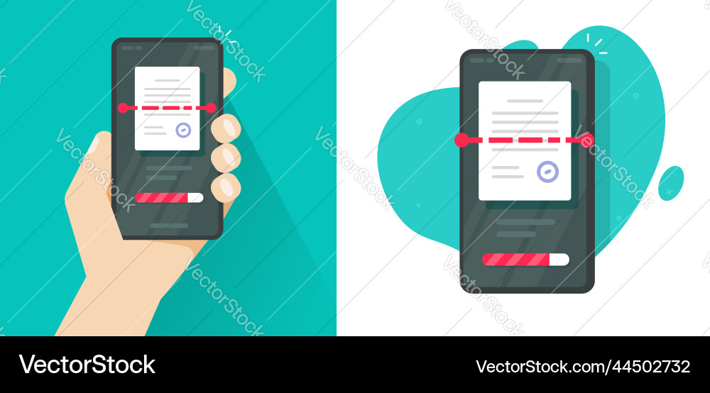 Scan via mobile cell phone or smartphone Scan via mobile cell phone or smartphone vector image
