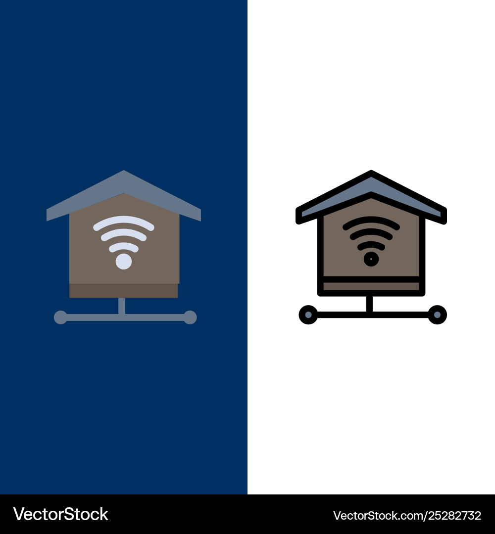 Security internet signal icons flat and line Security internet signal icons flat and line vector image