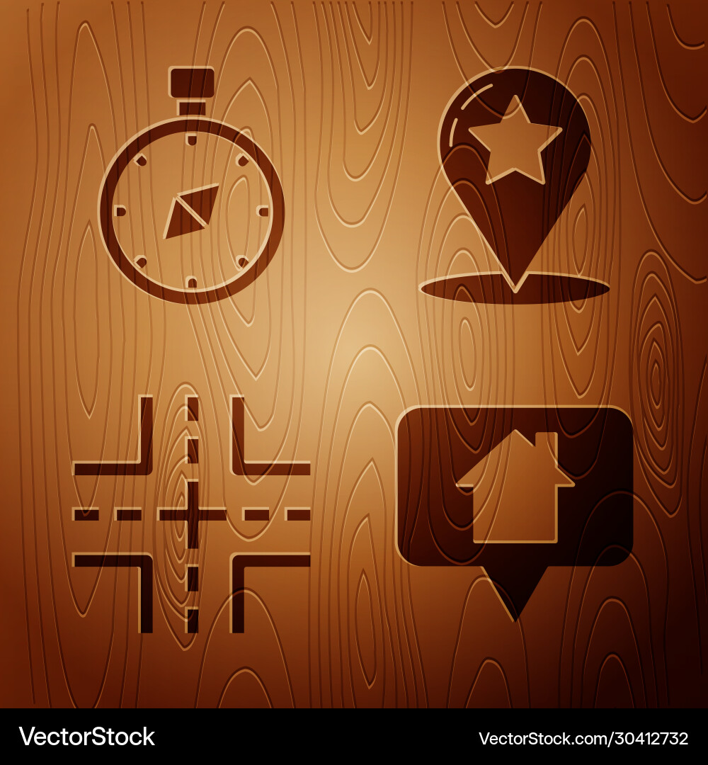 Set map pointer with house compass road traffic Set map pointer with house compass road traffic vector image
