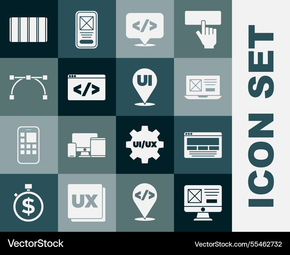 Set ui or ux design front end development bezier Set ui or ux design front end development bezier vector image