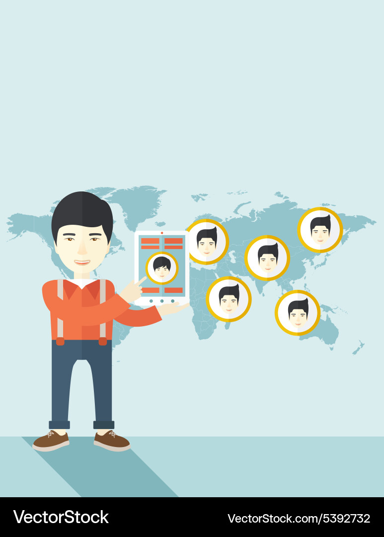 World map with same faces every destination Vector Image