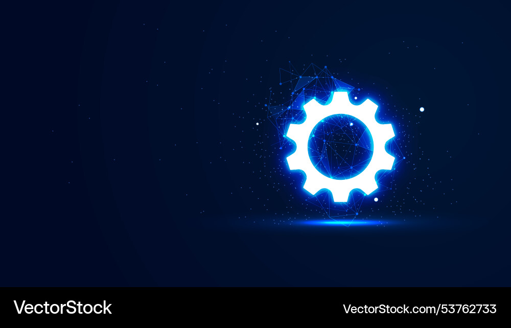 A futuristic glowing gear setting with plexus A futuristic glowing gear setting with plexus Vector Image
