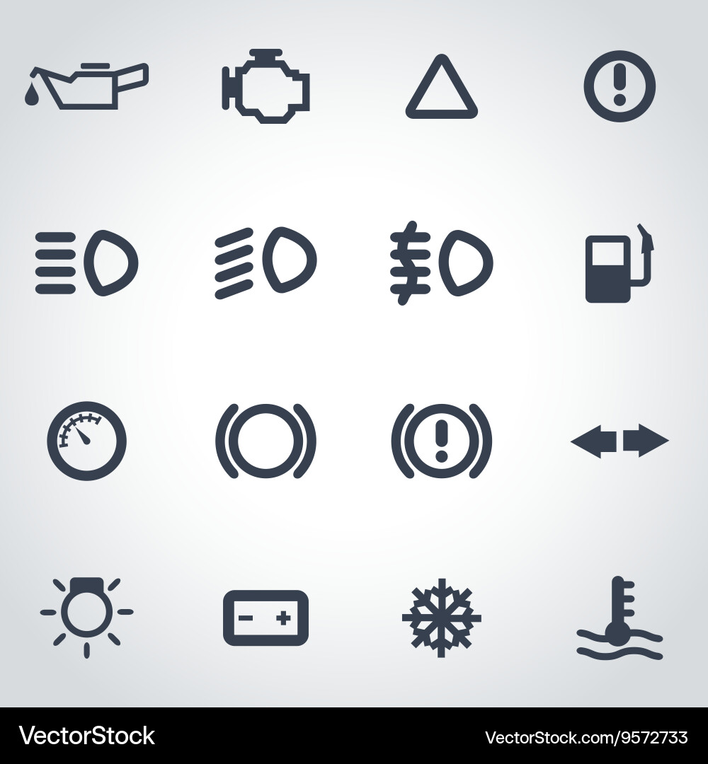 Black car dashboard icon set Vector Image