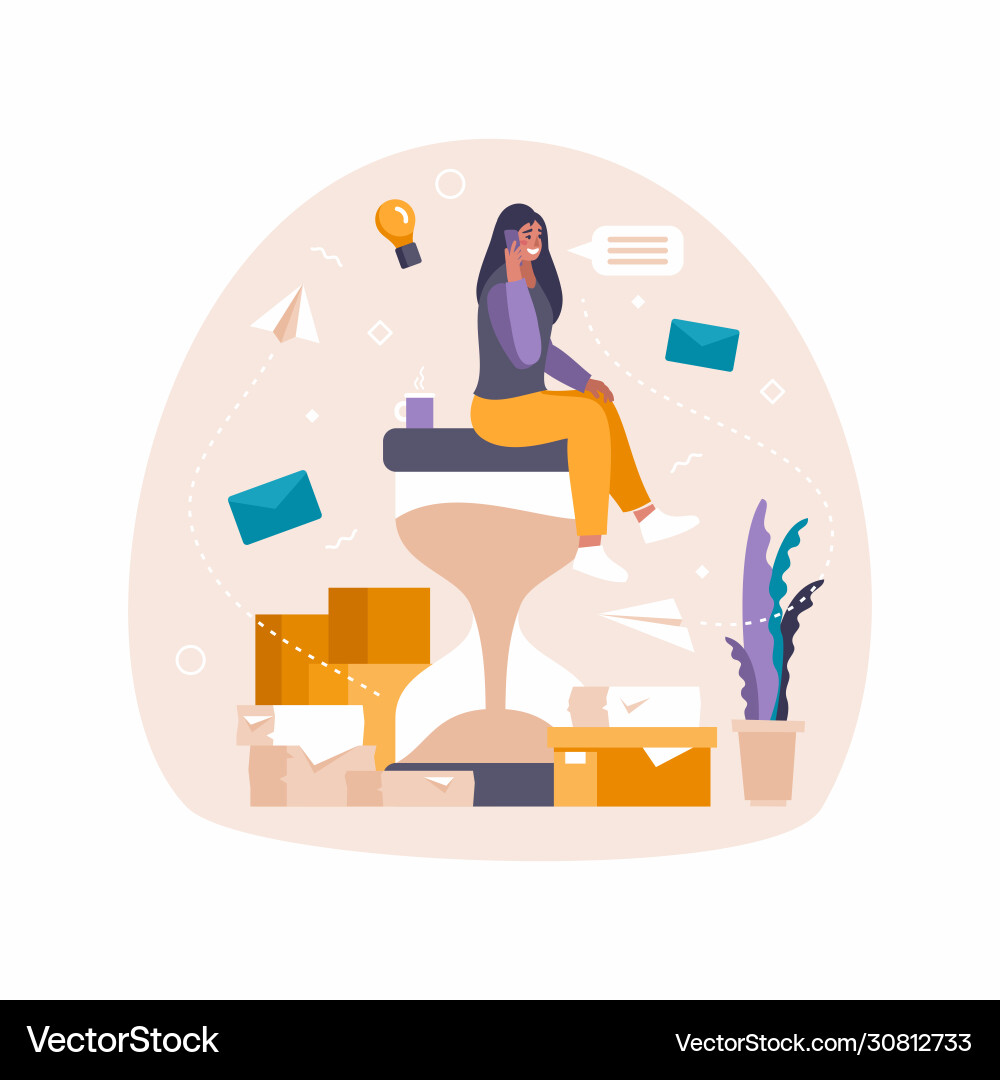Business woman spends time at messages calls Business woman spends time at messages calls vector image