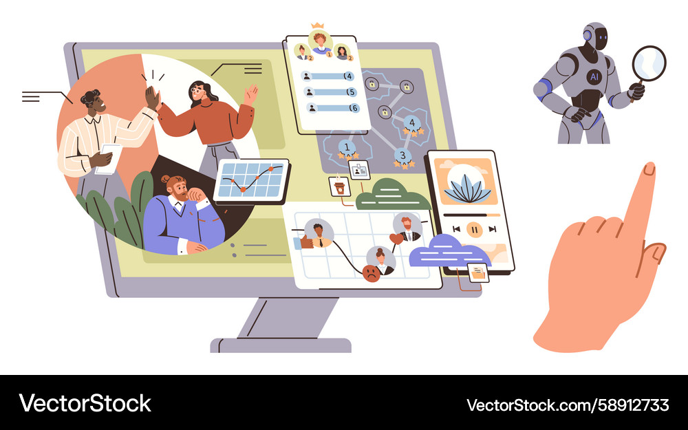 Collaborative teamwork data analysis and ai Vector Image