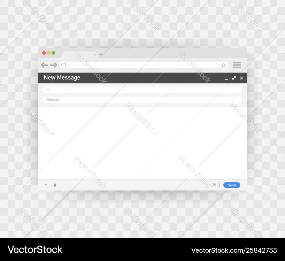 Email template blank e-mail browser window mail Email template blank e-mail browser window mail vector image