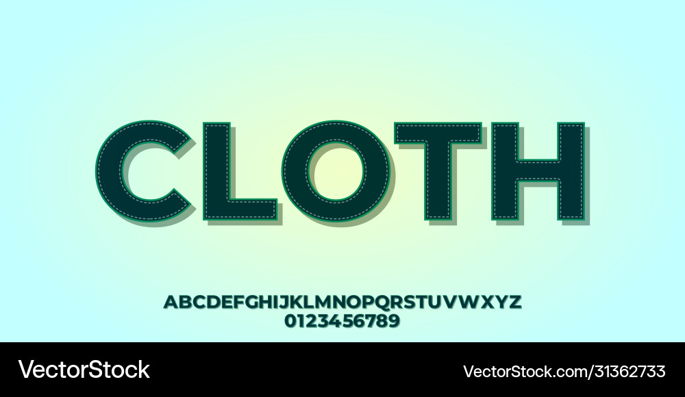 Fabric stitches font effect design template Fabric stitches font effect design template vector image