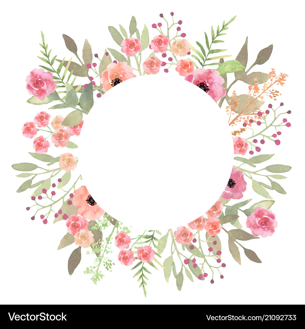 Floral Circle Frame with Roses Vector Image
