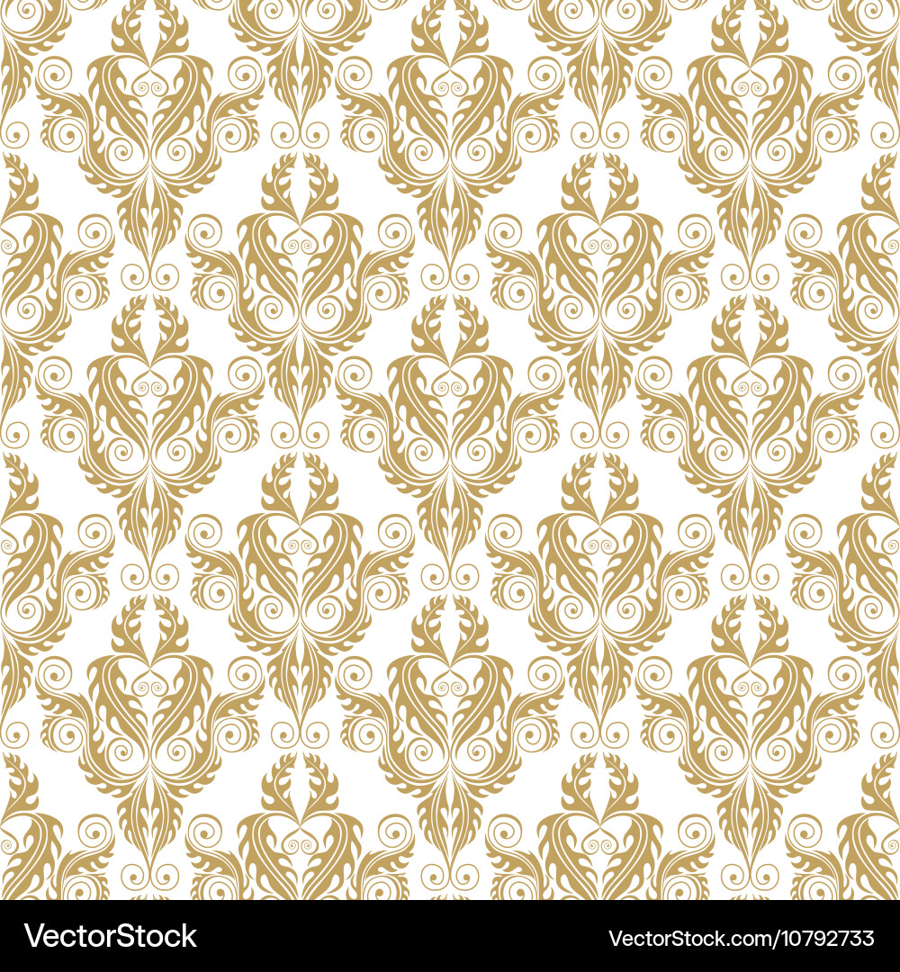 Golden damask seamless pattern Royalty Free Vector Image