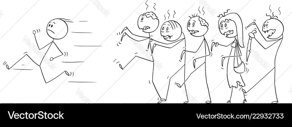 Man Running From Zombie Horde vector image