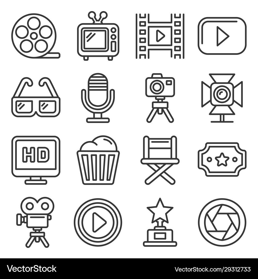 Movie & Cinema Icon Set Vector Image