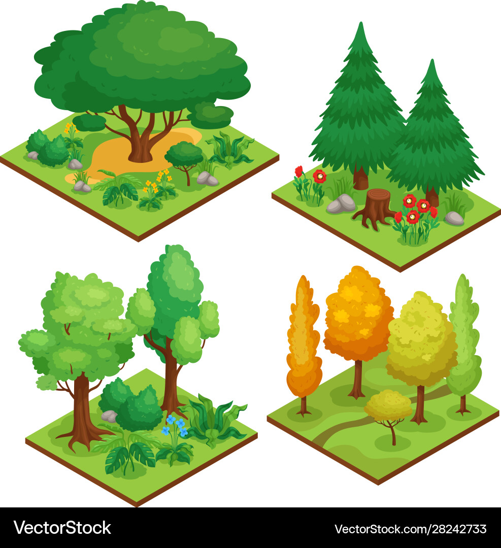 Park element compositions set vector image