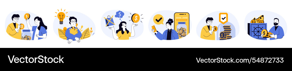 Saving money concept set in flat web design Saving money concept set in flat web design vector image