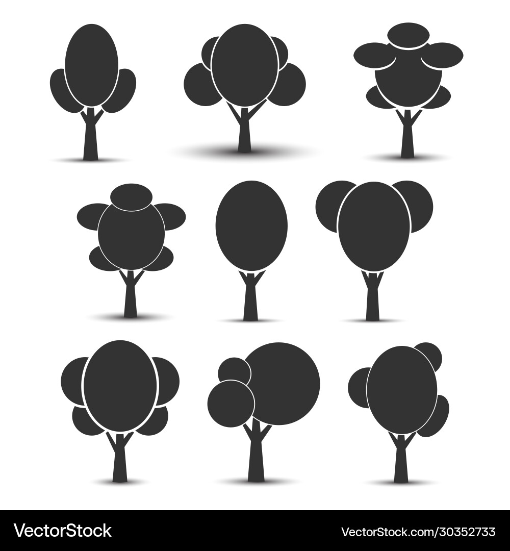 Set options tree icons flat design to nature Vector Image
