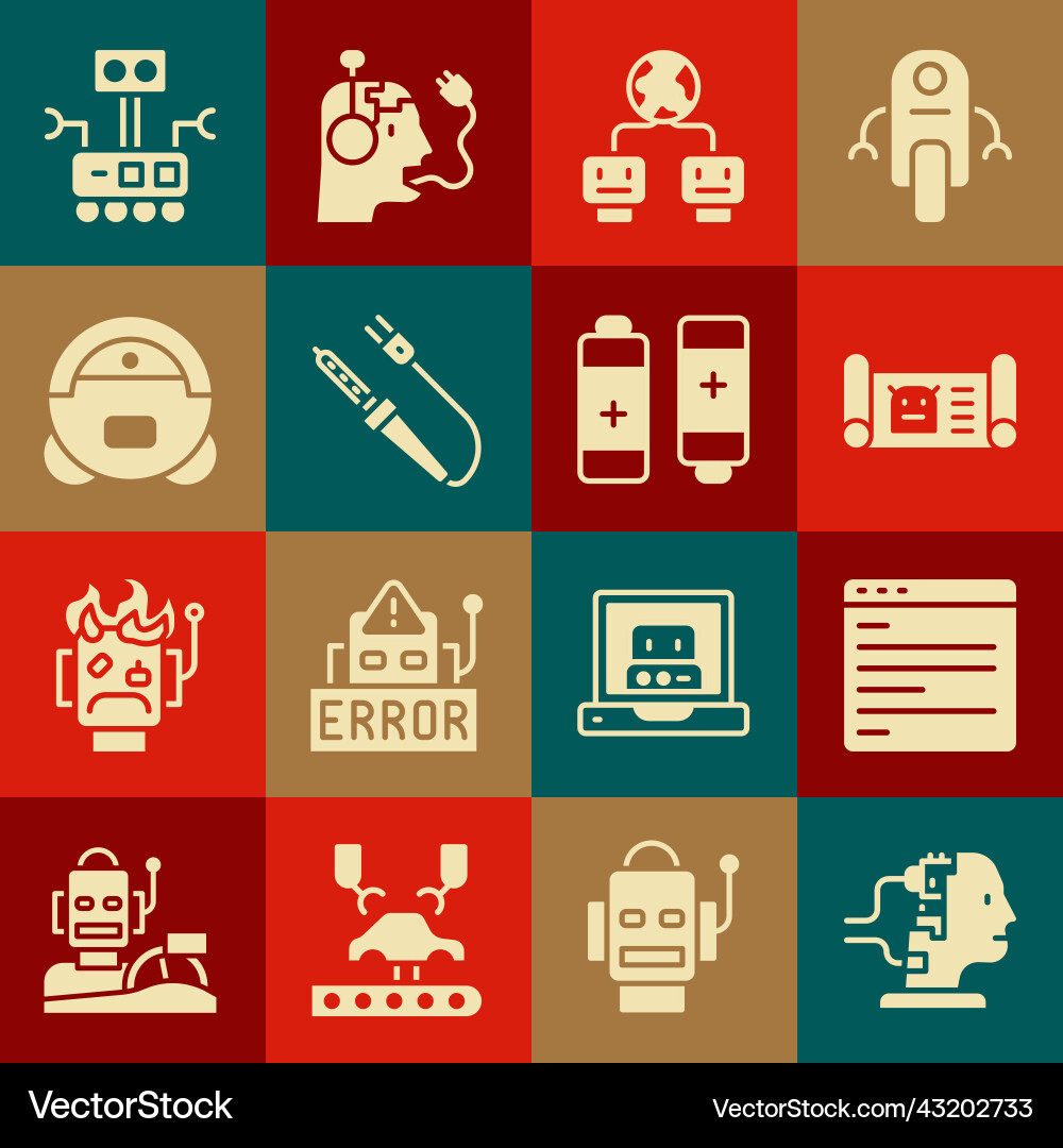 Set robot for maintenance computer api interface Set robot for maintenance computer api interface vector image