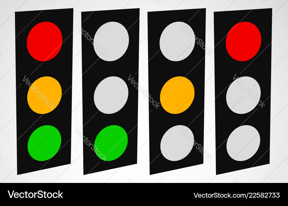 Traffic lamp light semaphore icon set Traffic lamp light semaphore icon set vector image