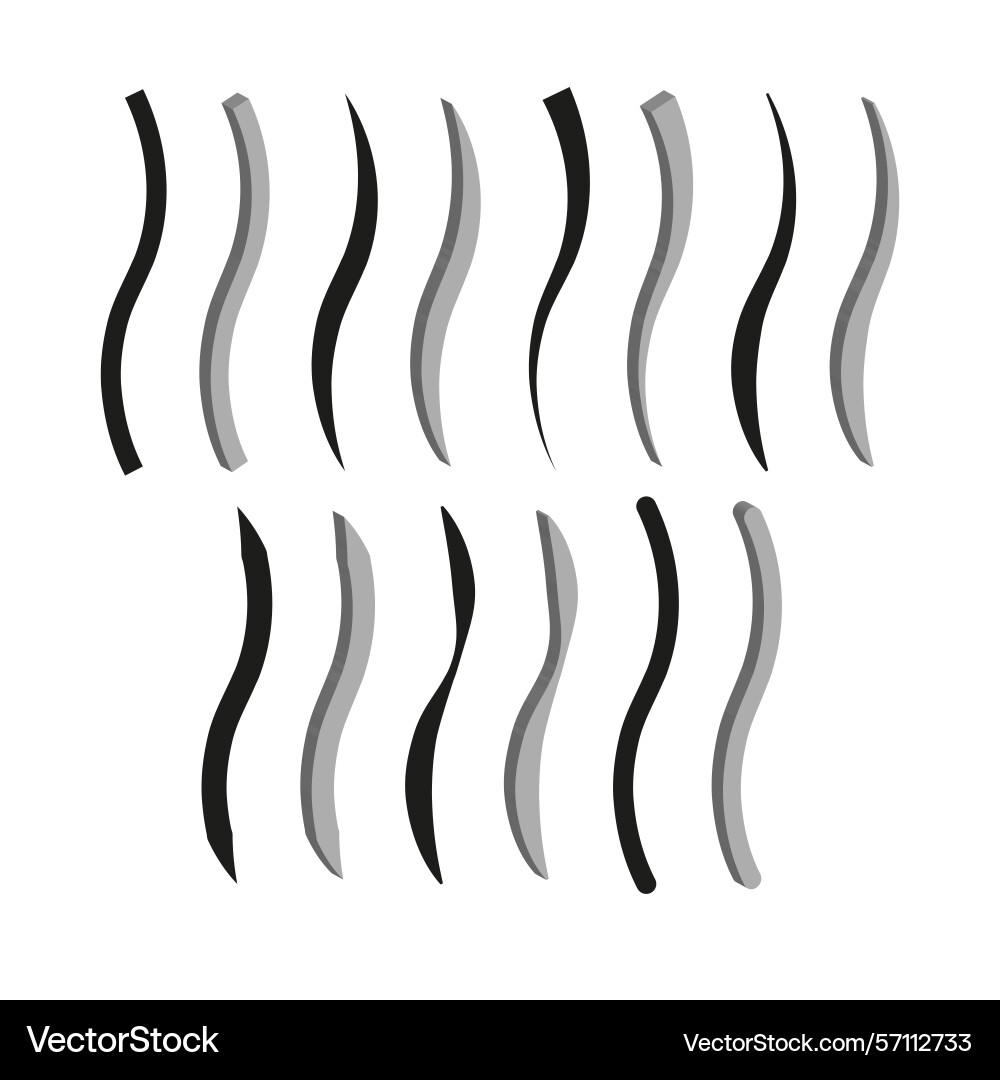 Wavy line icons curved flow symbol dynamic stream Wavy line icons curved flow symbol dynamic stream vector image