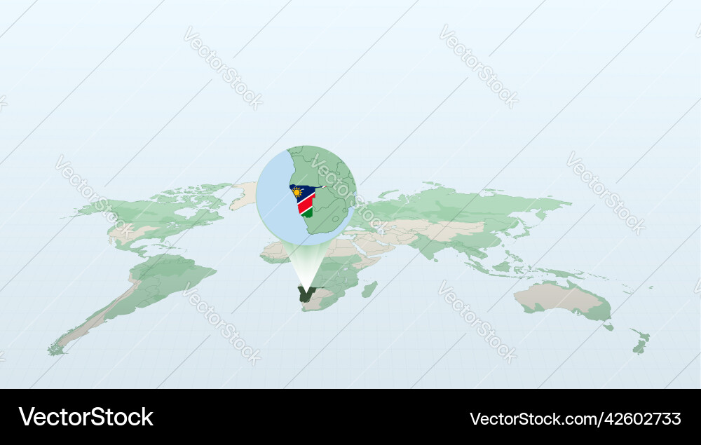World map in perspective showing the location vector image