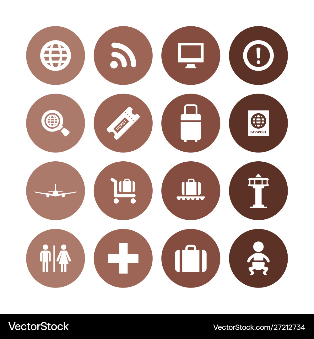 Airport icons universal set for web and ui vector image