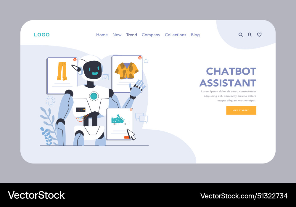 Chat bot web or landing ai-powered customer Chat bot web or landing ai-powered customer vector image
