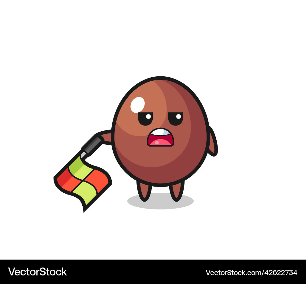 Chocolate egg character as line judge hold Vector Image