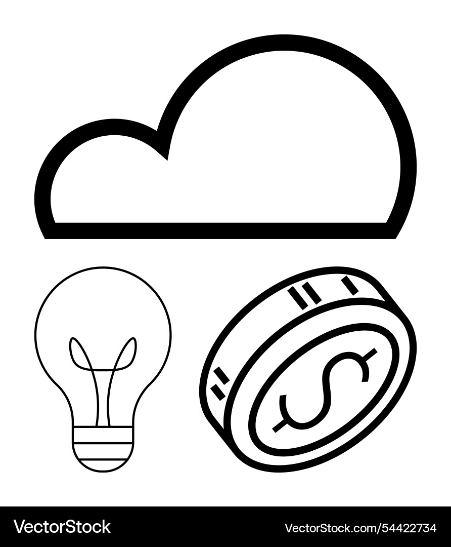 Cloud computing concept with lightbulb and dollar Cloud computing concept with lightbulb and dollar Vector Image