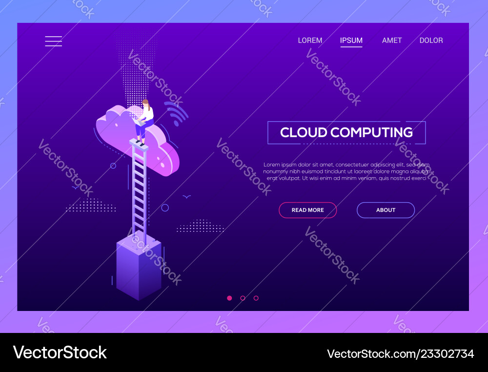 Cloud computing - modern isometric website Vector Image