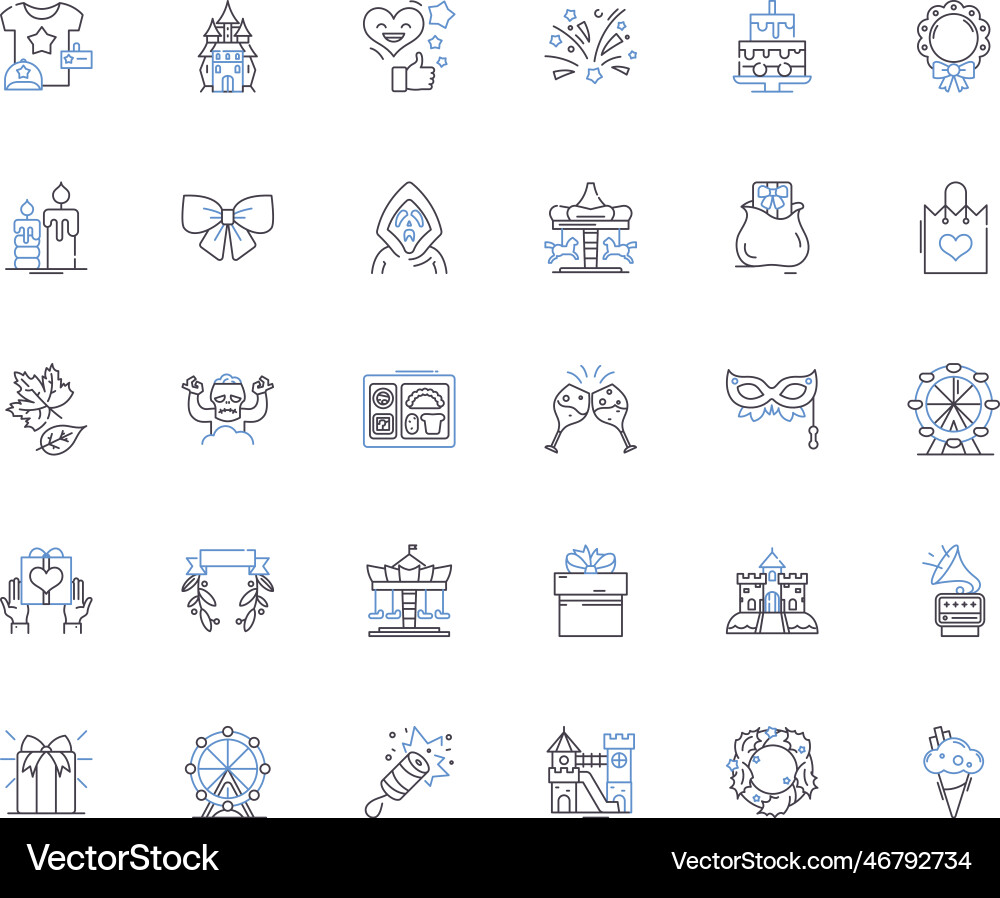 Commending winners line icons collection triumph Commending winners line icons collection triumph vector image