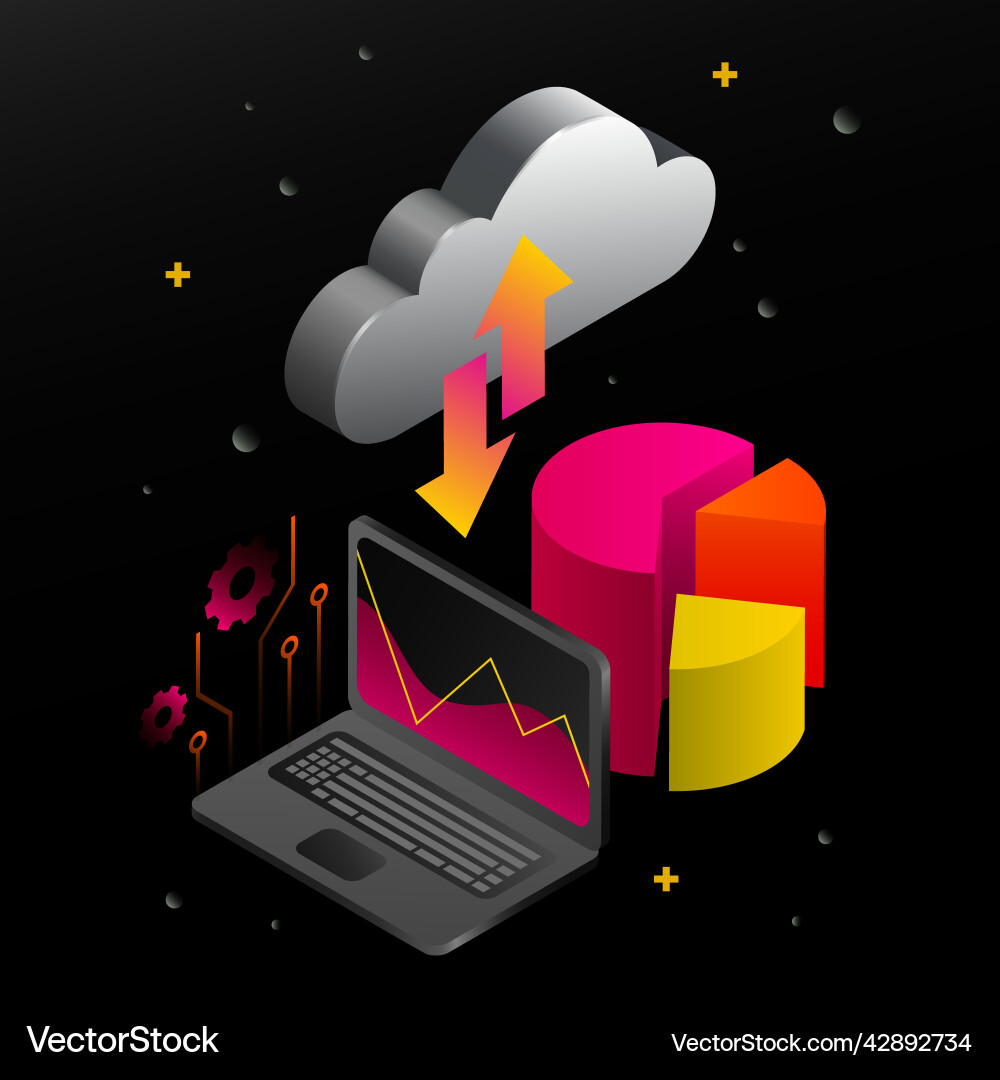 Cryptocurrency data storage cloud computing Cryptocurrency data storage cloud computing vector image