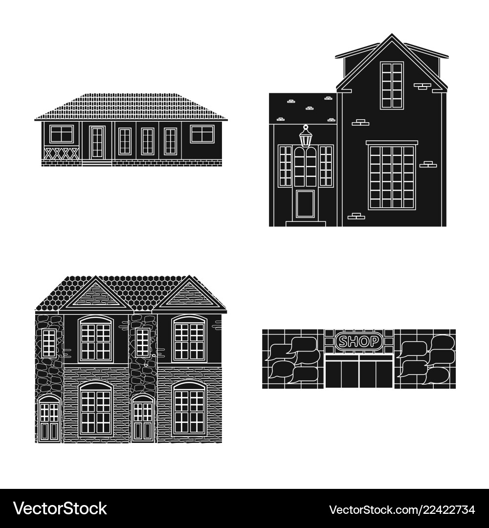 Design of building and front sign set Vector Image