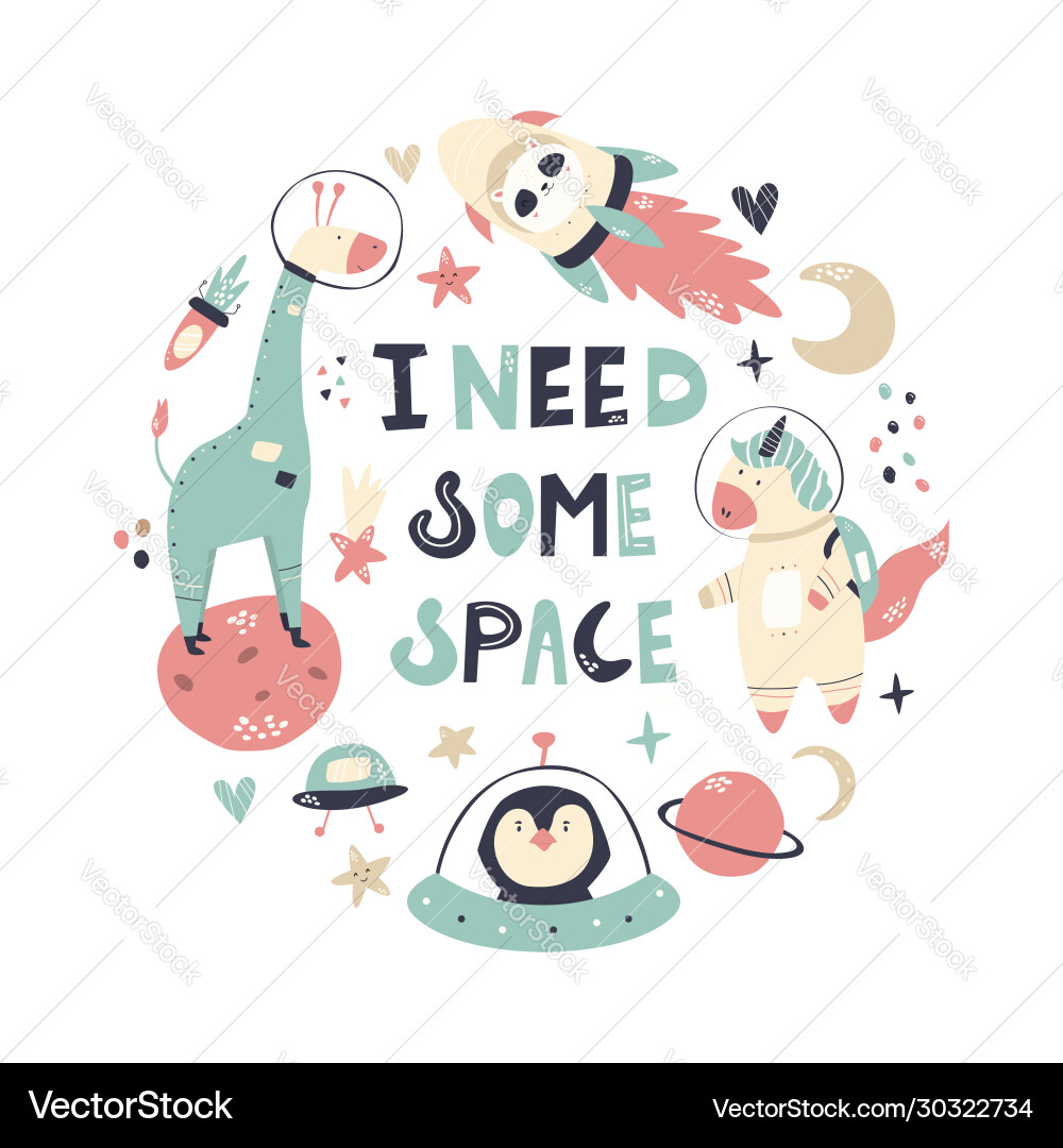 Design with astronaut animals and space element Vector Image