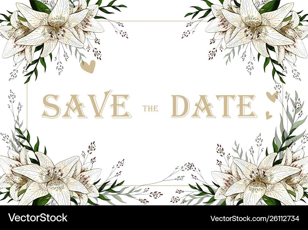 Elegant Lily Save the Date Frame vector image