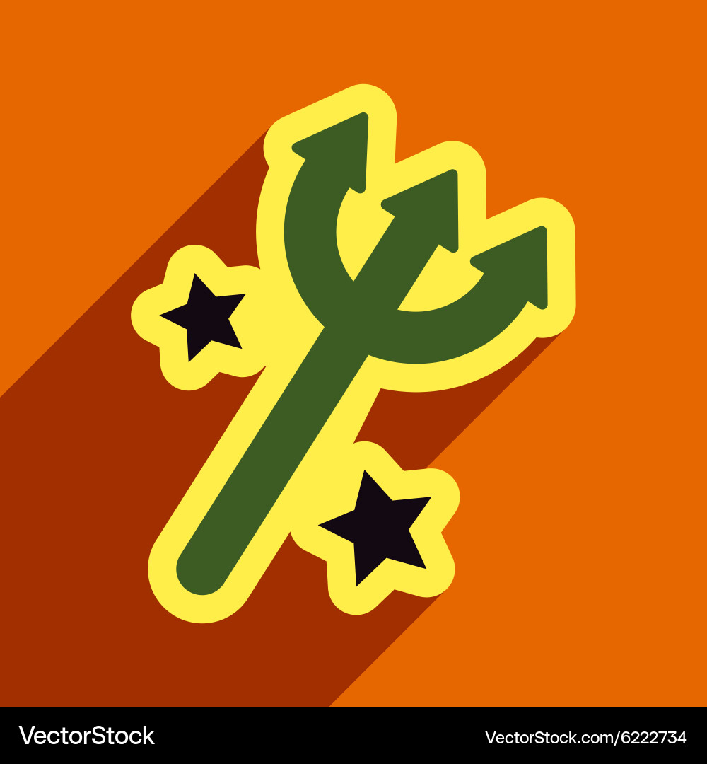 Flat with shadow icon trident on a colored Vector Image