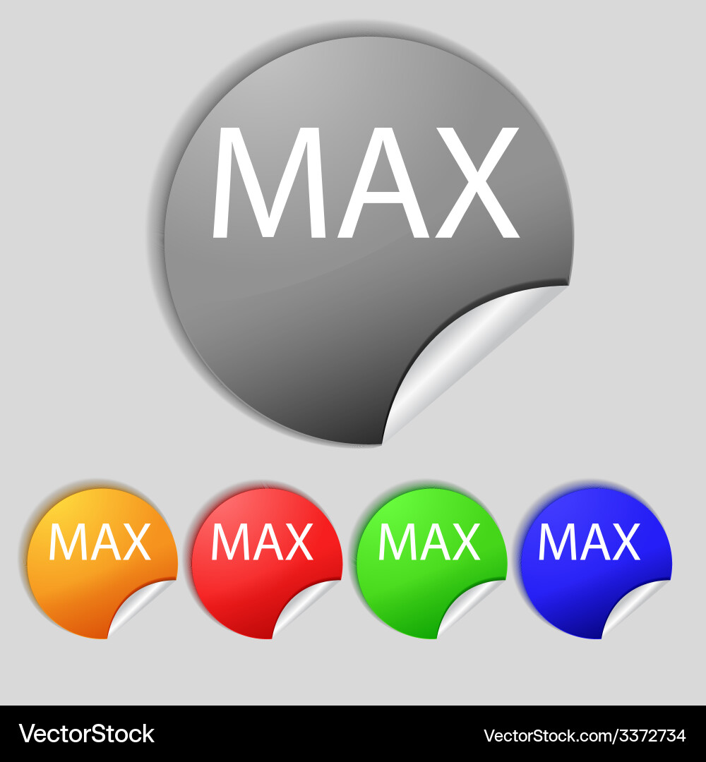Maximum sign icon set of colored buttons Vector Image