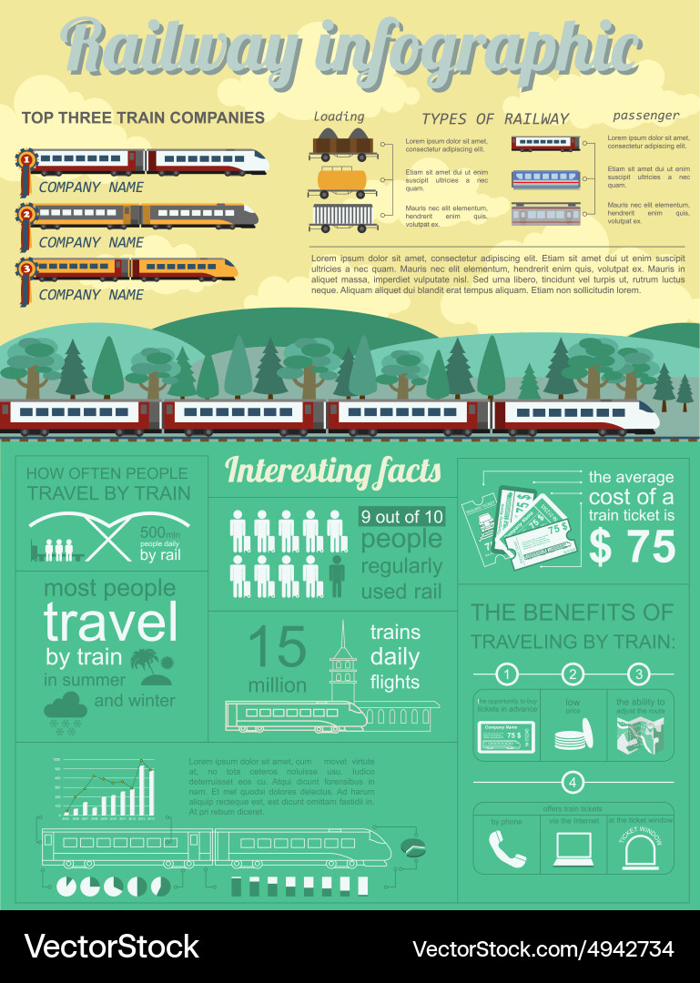 Railway infographic set elements for creating your Vector Image