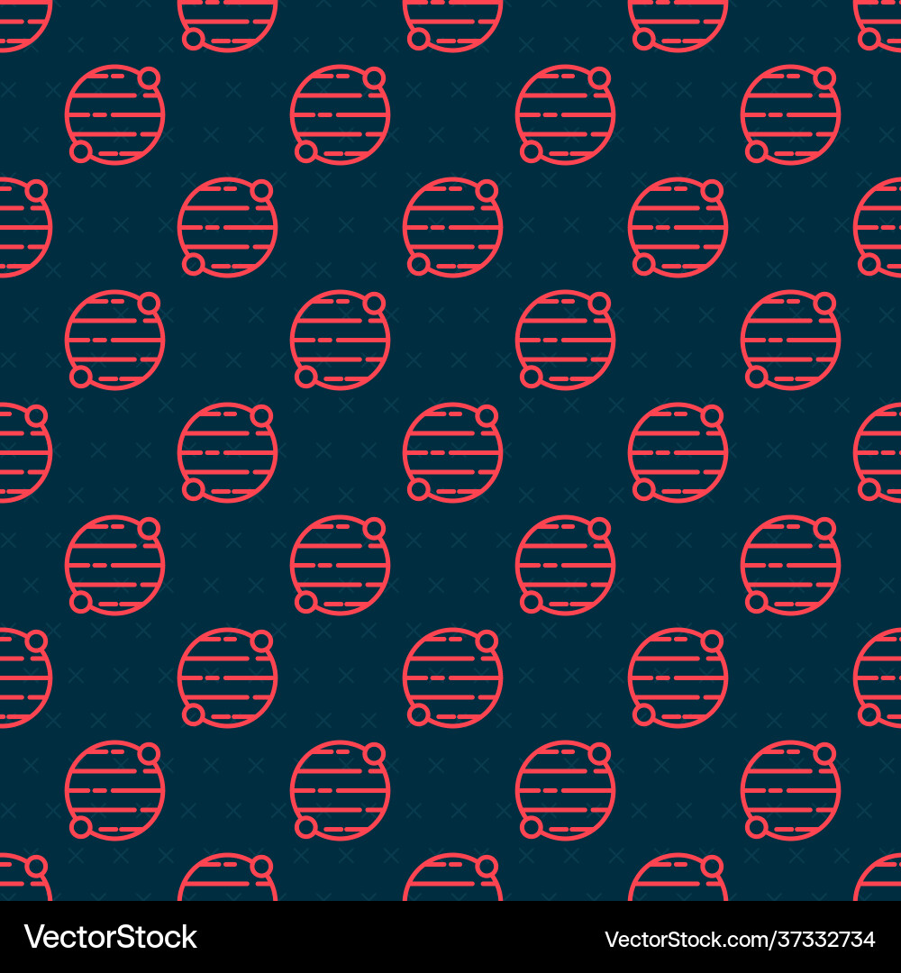 Red line planet icon isolated seamless pattern Red line planet icon isolated seamless pattern vector image