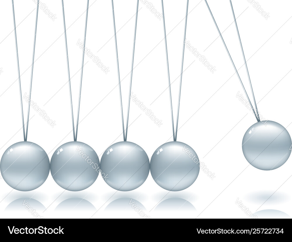Shiny and soft newton cradle in movement Vector Image